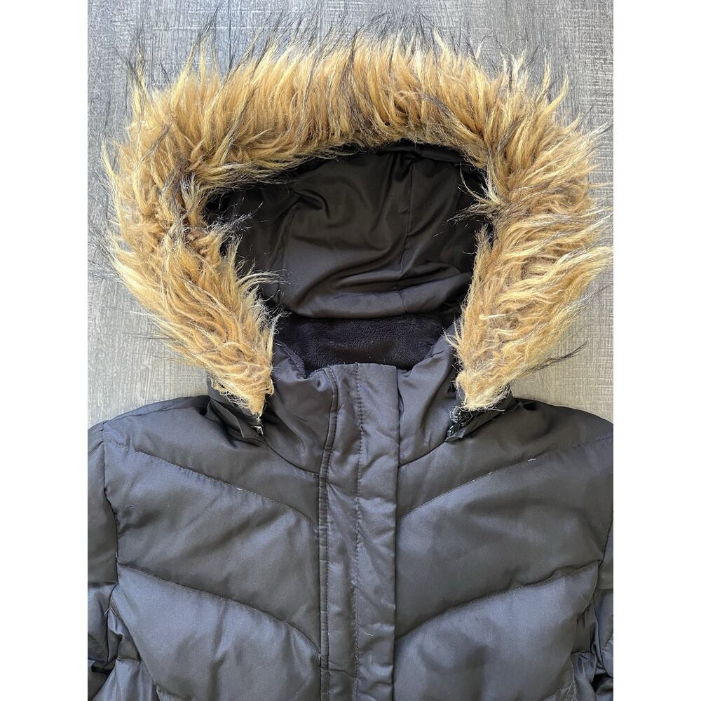 Larry Levine Feather Down Hooded Coat Black Quilted Faux Fur Removable Hood, S - Picture 3 of 15